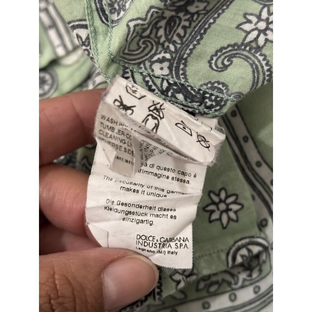 Dolce Gabbana Paisley Bandana Pattern  Long Sleeve Button Up Shirt Size 39 - Picture 9 of 11